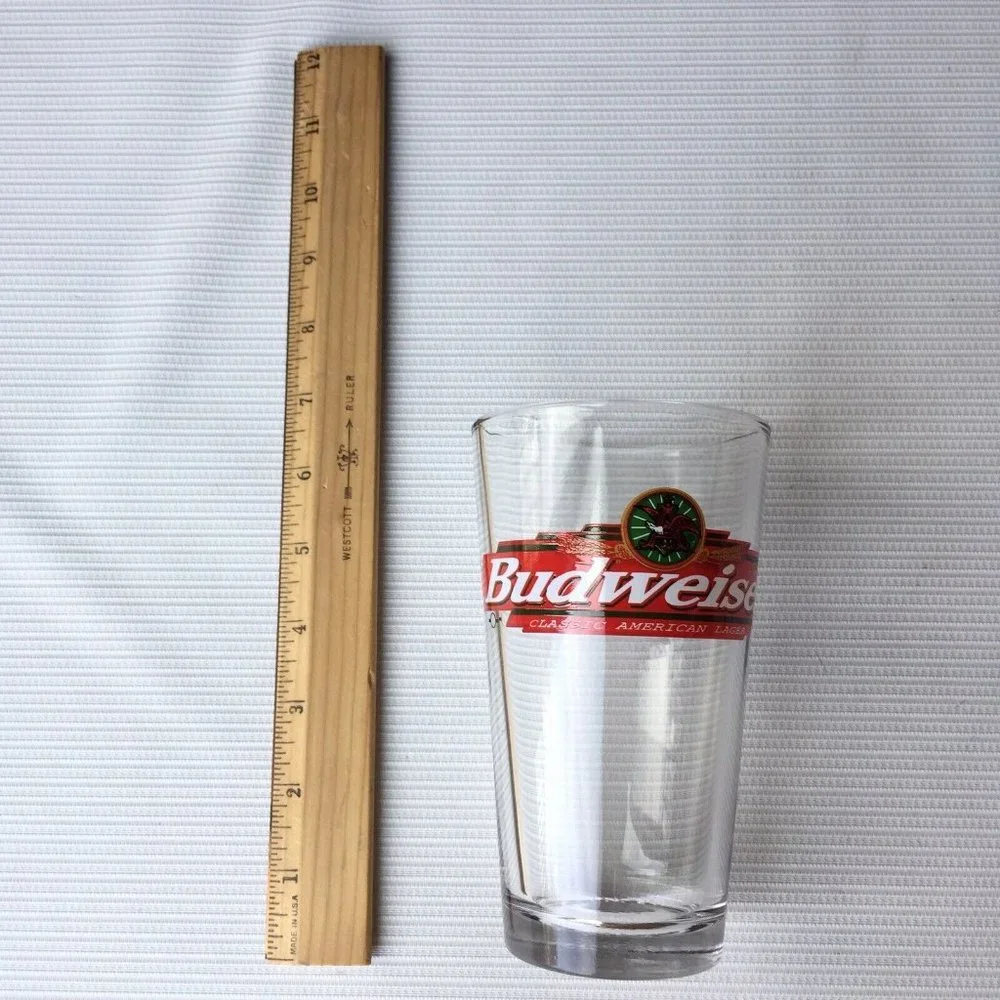 2 Vintage Anheuser Busch Budweiser Eagle Logo Pint Lager Beer Glass Cup 16 oz